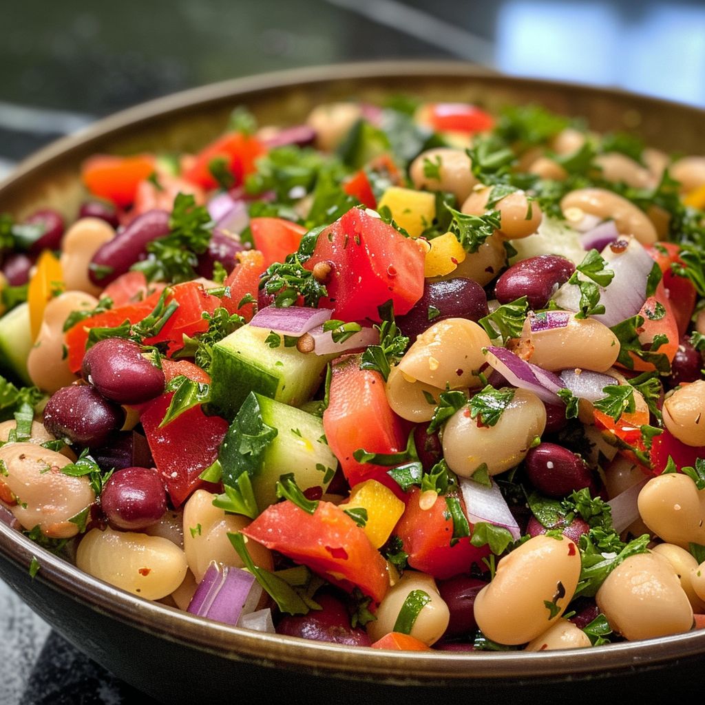 Vibrant Mediterranean Dense Bean Salad - Easy & Satisfying Treat