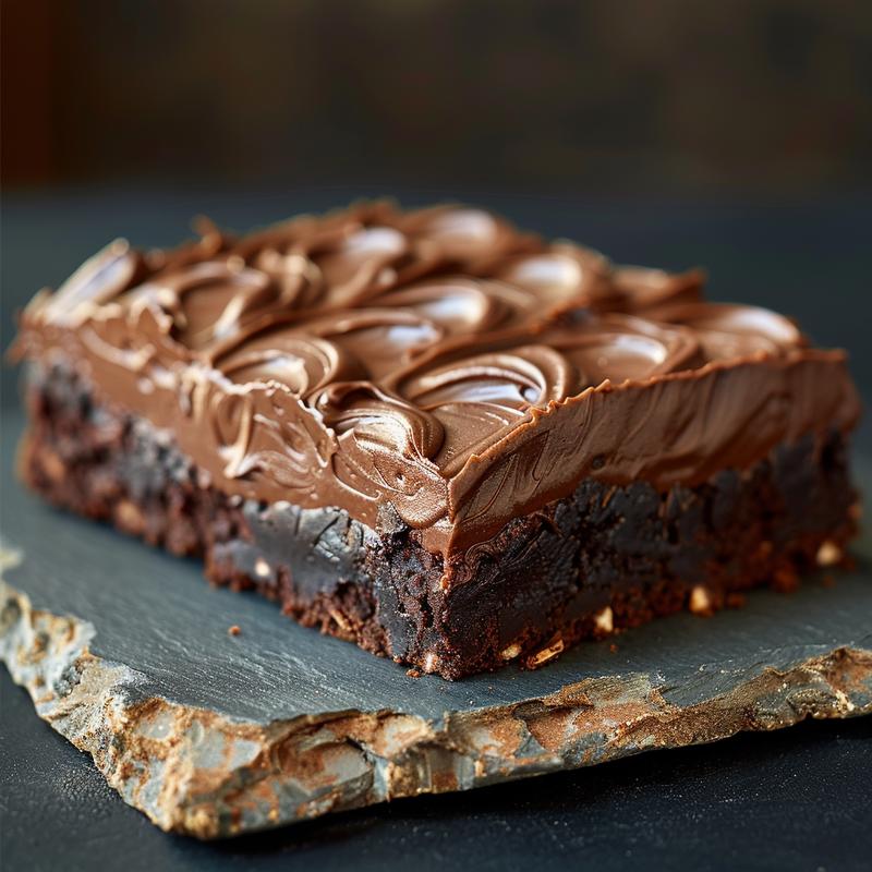 Close-up of football brownies ingredients: box mix, frosting, and decorating gel on a slate plate.