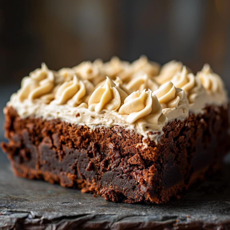 Close-up of a football-shaped brownie on a dark stone surface.